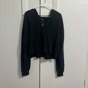 Cropped Black Quarter Zip with Hood